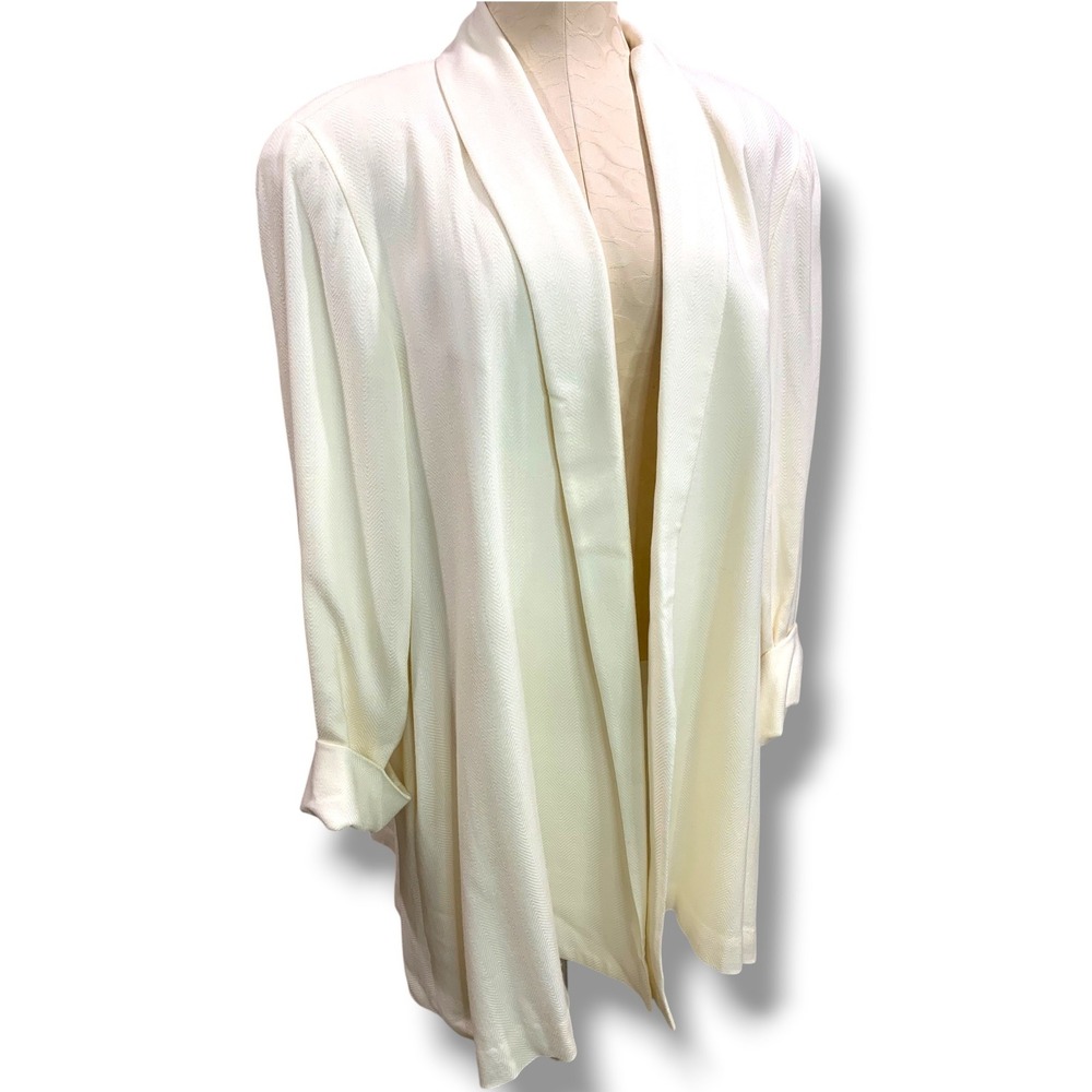 Size 14 Pappagallo Womens Vintage Longline New Cream Rayon Wool Blend